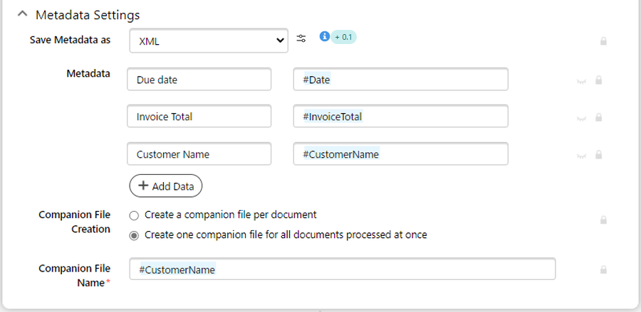 Create one companion file for all documents processed at once