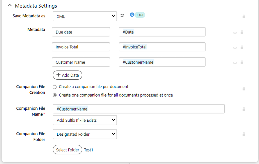 Create one companion file for all documents processed at once