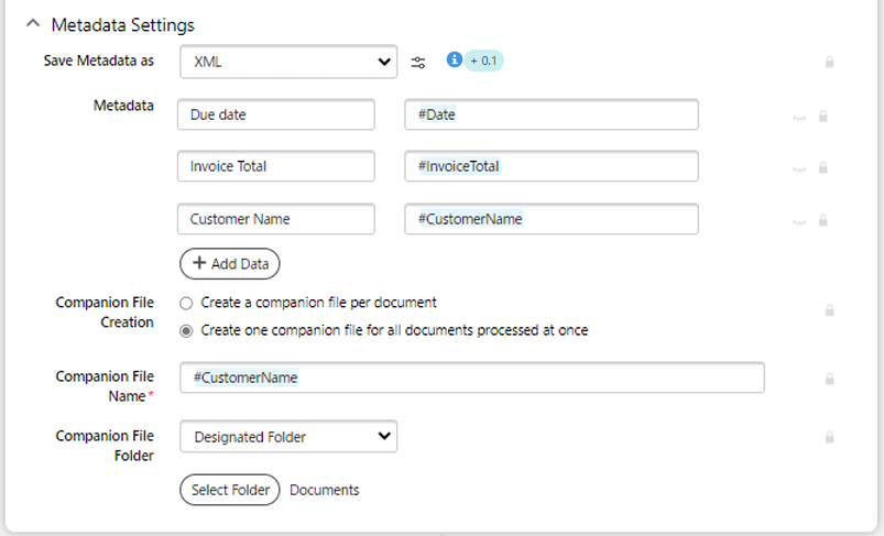 Create one companion file for all documents processed at once