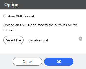 remove XSLT file for XML transformation